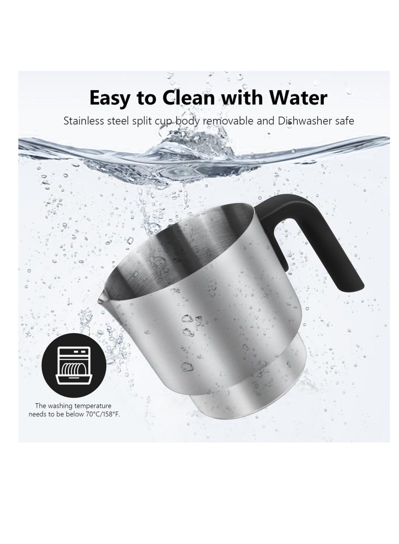 Excefore 4-in-1 Detachable Milk Frother and Steamer, 650 ML Automatic Hot & Cold Foam Maker and Milk Warmer for Latte, Cappuccino, Hot Chocolate, Knob Control, Dishwasher Safe, Sliver  - Image 5