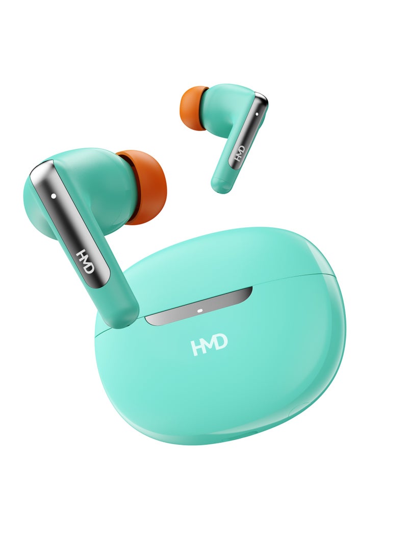 HMD DUB P60 True Wireless Earbuds, 10mm Drivers, Active Noise Cancellation, 4 Mic ENC for Clear Calls, 30 Hours Playtime, Low Latency Mode, IPX4, Instant Open and Pair, Fast Charging Green - Image 2