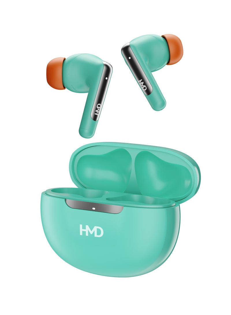 HMD DUB P60 True Wireless Earbuds, 10mm Drivers, Active Noise Cancellation, 4 Mic ENC for Clear Calls, 30 Hours Playtime, Low Latency Mode, IPX4, Instant Open and Pair, Fast Charging Green - Image 3