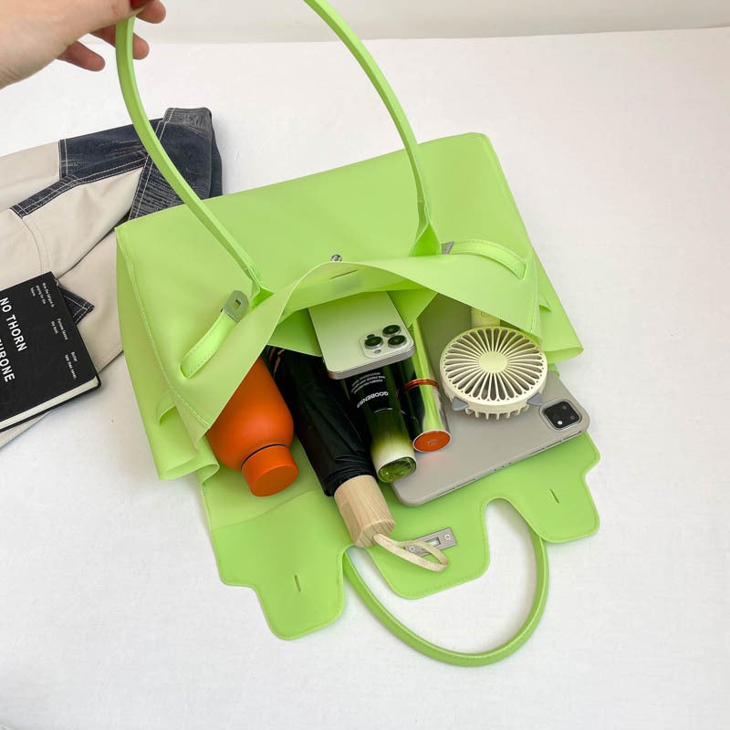 حقيبة توت من PVC بتصميم جيلي بيركين، متوسطة، سعة كبيرة، حقيبة كتف - Image 2