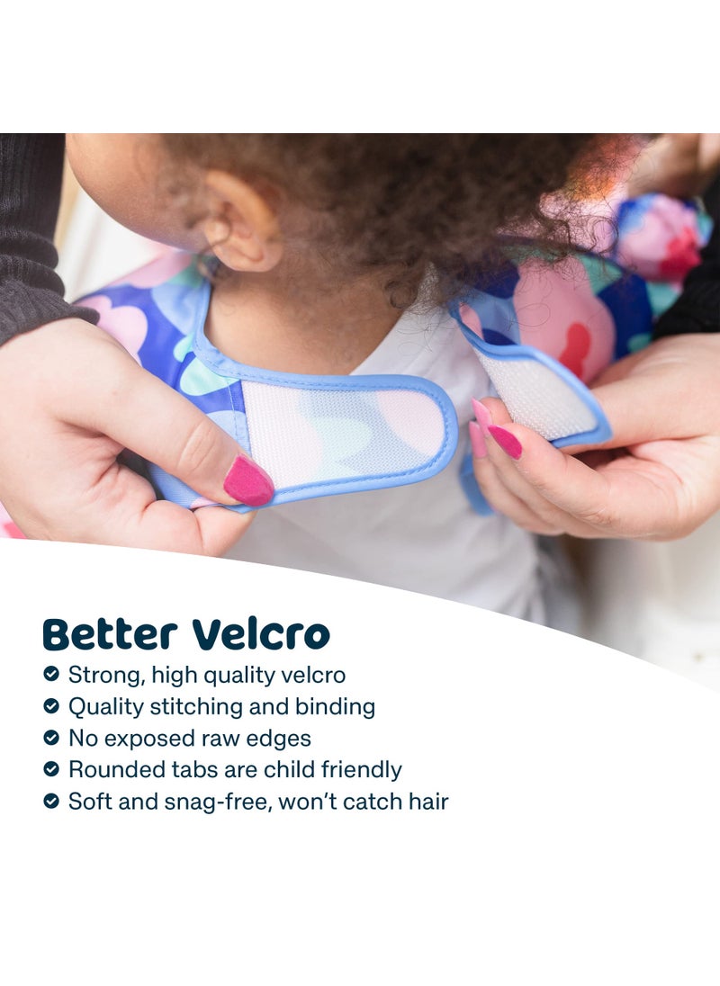 Tiny Twinkle Tiny Twinkle Mess Proof Baby Bib, Cute Full Sleeve Bib Outfit, Waterproof Bibs for Toddlers, Machine Washable, Tug Proof Closure, Baby Smock for Eating, Long Sleeved (Floral Blue, Small 6-24 Months)  - Image 3