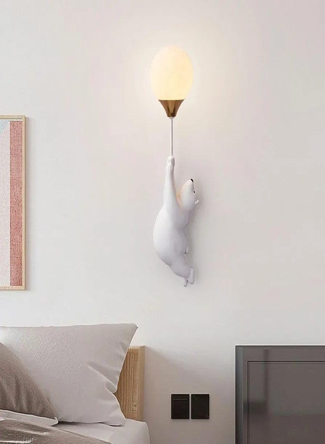 Glowave Cute Cartoon White Bear Light Milky White Globe Bedside Wall Lamp Lighting Fixture for Kids' Room - Warm White (Bulb Included) (Center) - Image 1