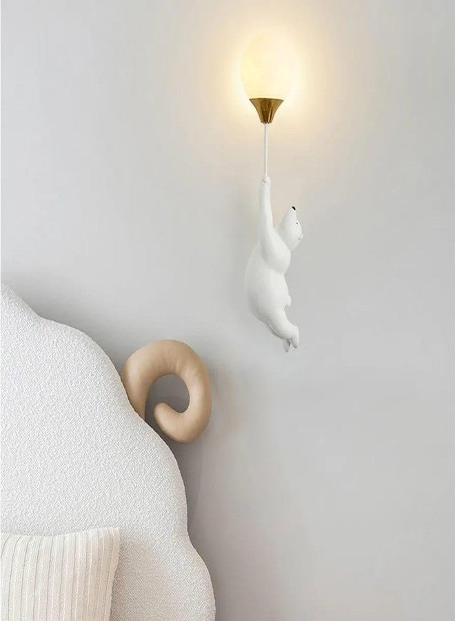 Glowave Cute Cartoon White Bear Light Milky White Globe Bedside Wall Lamp Lighting Fixture for Kids' Room - Warm White (Bulb Included) (Center) - Image 2