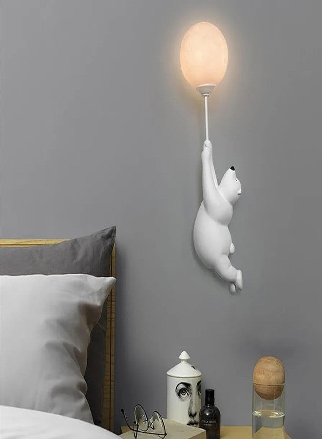 Glowave Cute Cartoon White Bear Light Milky White Globe Bedside Wall Lamp Lighting Fixture for Kids' Room - Warm White (Bulb Included) (Center) - Image 3