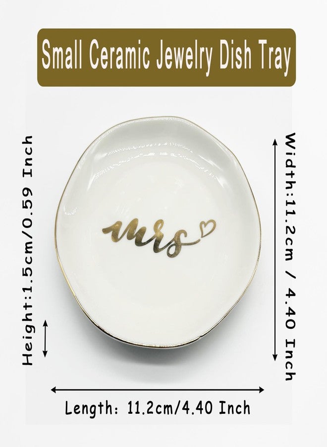 BESSKON Small Jewelry Dish for Women, Mrs Ring Dish Engagement Wedding Trinket Tray, Gifts for Mom, Couples Bridal, Ceramic Jewlery Tray Ring Holder, Bathroom Jewlery Plate Bowl for Earrings, Keys - Image 2