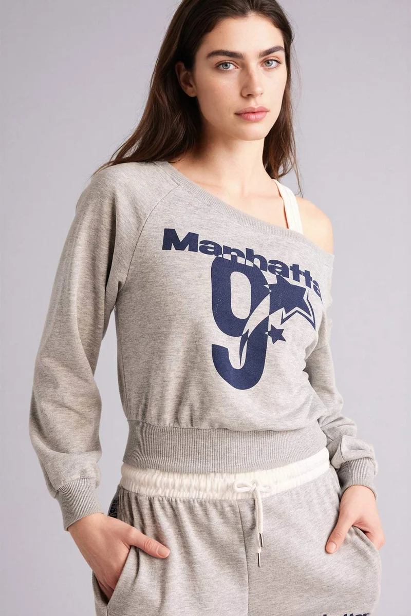 DeFacto Printed Long Sleeve Sweatshirt