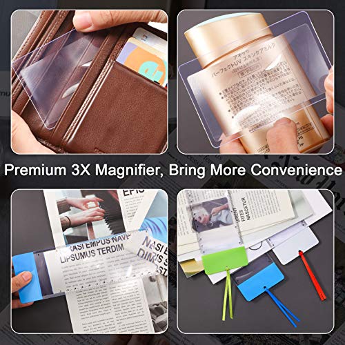 Frienda 12 Pcs 3X Magnifying Sheet Set Include 6 Page Fresnel Lens Page Magnifying Glass 3 Card Magnifiers 3 Bookmark Magnifiers for Reading Small Prints Books Maps - Image 4