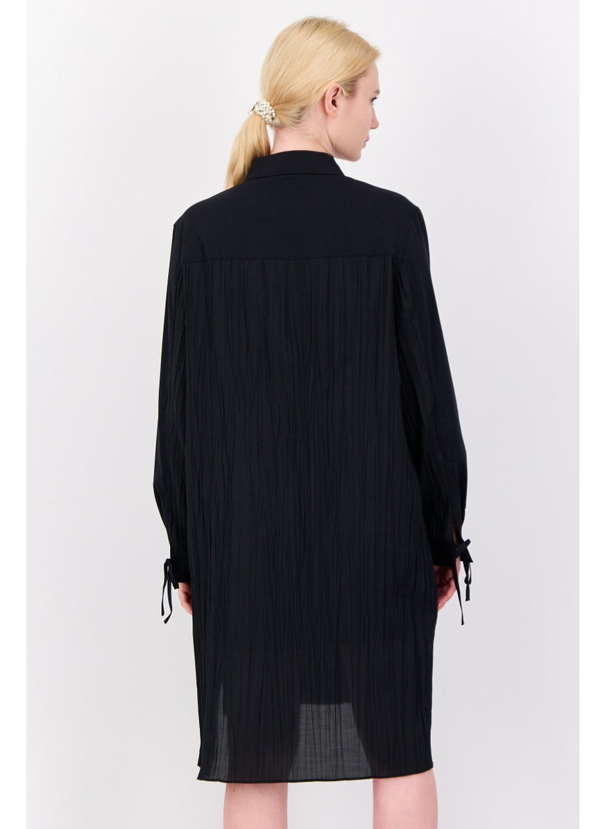 ESPRIT - Women Plain Shirt Dress, Black - Image 1