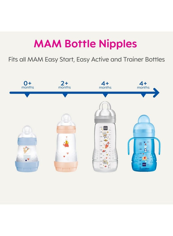 مام حلمات زجاجة مام، حزمة تدفق مختلطة، حلمة تدفق متوسط المستوى 2 وحلمة تدفق سريع المستوى 3 لحديثي الولادة وكبار السن، حلمات سيليكون ناعمة لزجاجات الأطفال تناسب جميع زجاجات مام، 4 عبوات - Image 4
