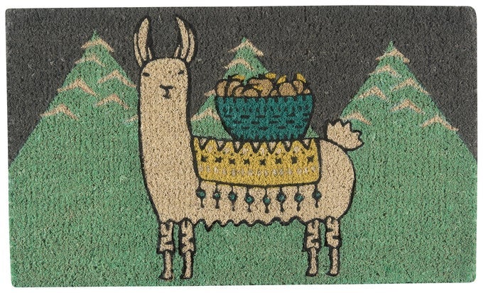 LLAMARAMA COIR FIBER PRINTED DOORMAT 18 X 30 IN