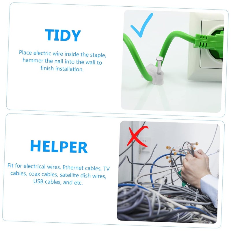 Tehaux 500pcs White Cable Clips Wall Wire Staple Holder For Ethernet TV USB Power Cords - Image 5
