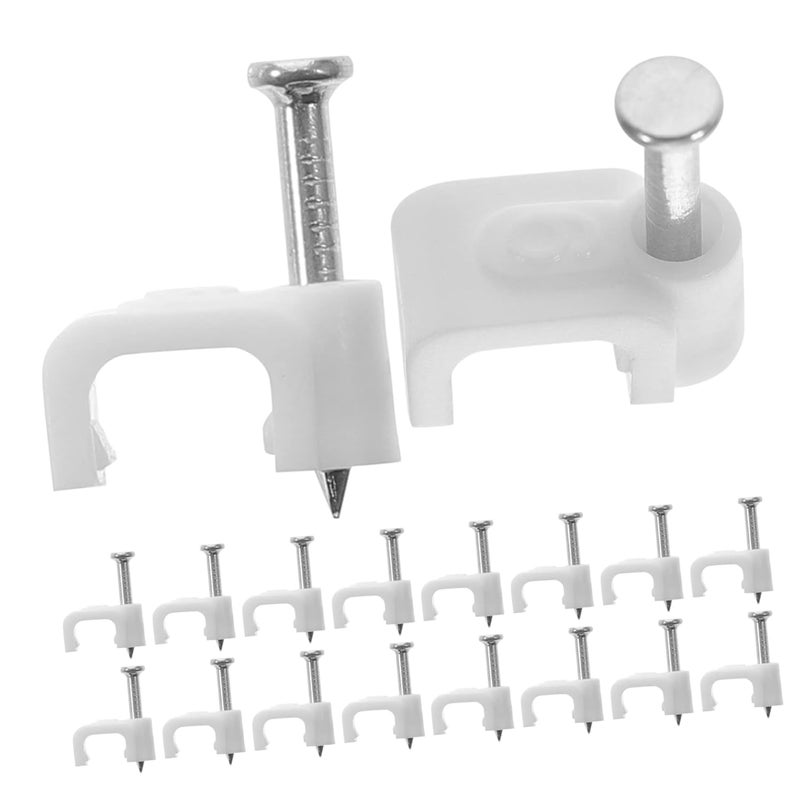 Tehaux 500pcs White Cable Clips Wall Wire Staple Holder For Ethernet TV USB Power Cords - Image 2