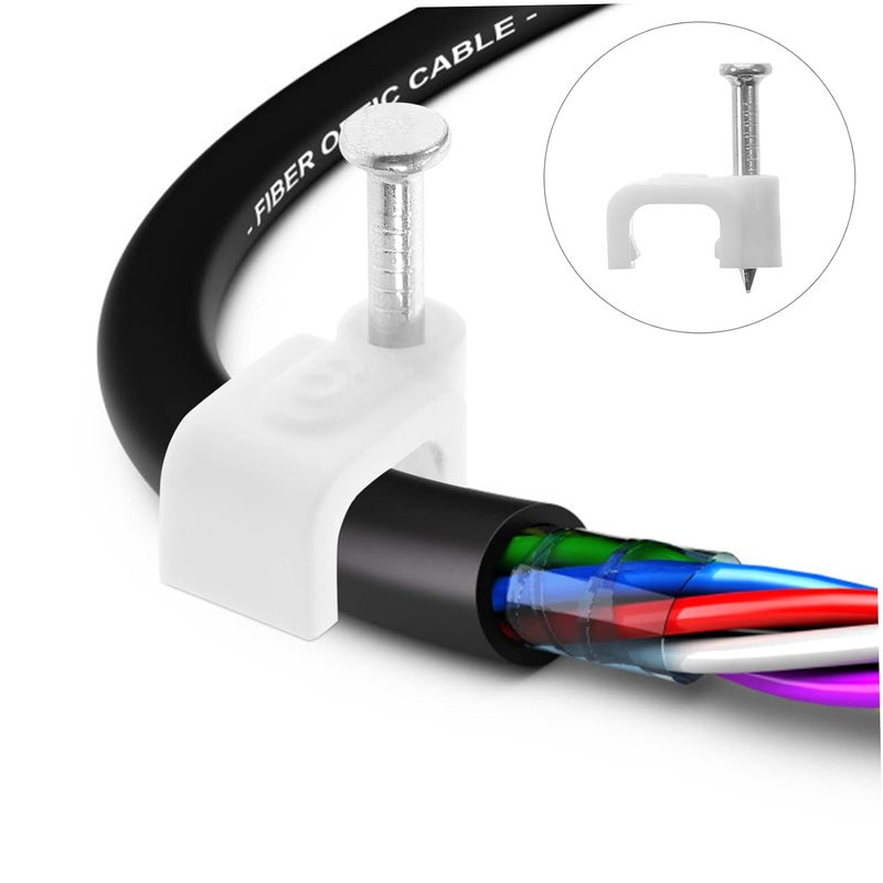 Tehaux 500pcs White Cable Clips Wall Wire Staple Holder For Ethernet TV USB Power Cords - Image 3