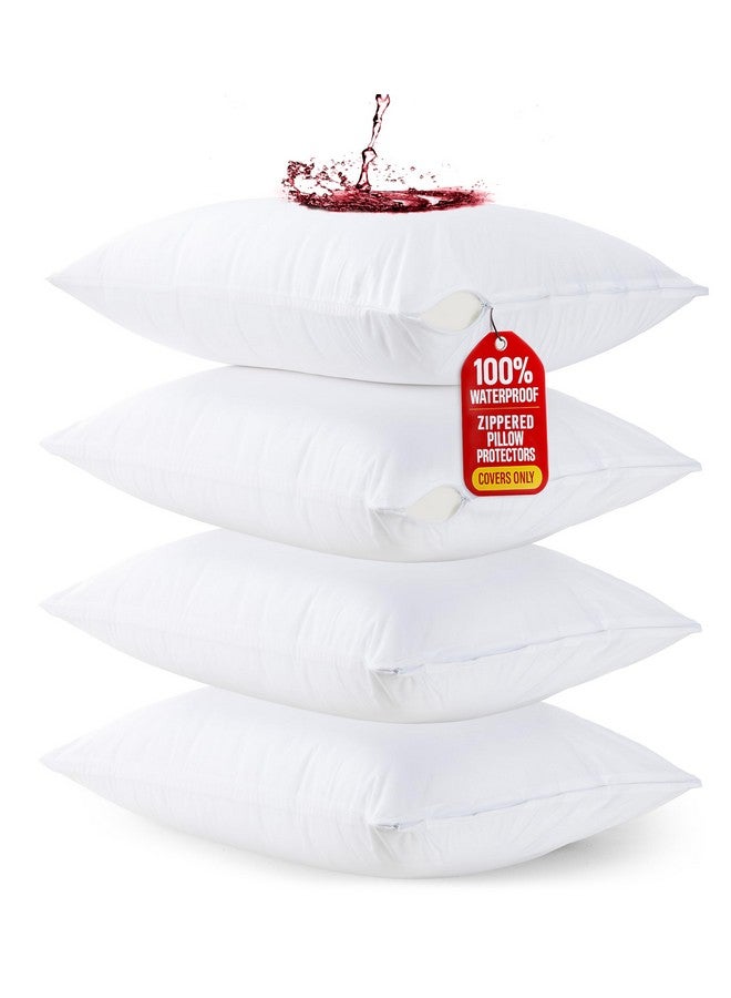 Utopia Bedding 4 Pack Waterproof Pillow Protectors with Zipper Standard Size (White), Bed Bug and Dust Mite Proof Pillow case Covers, Moisture Wicking Pillow Encasements 20 x 26 Inches - Image 1