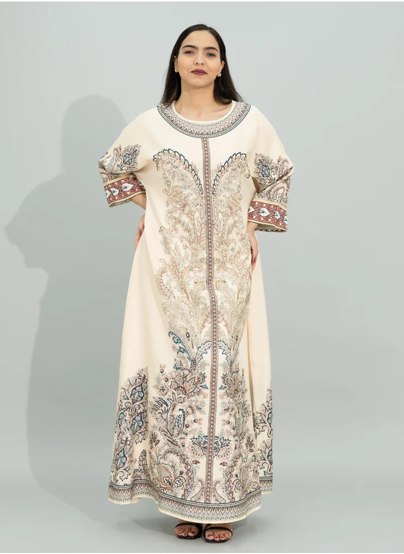 IKKXA Patterned Grace Jalabiya CJ1100 Beige
