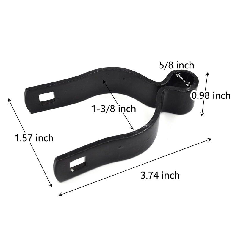 Zhupoub (4 Pack) 1-3/8"" Pressed Steel Chain Link Fence Gate Post Hinge, Chain Link Fence Female Hinge, With Nut/Bolt - Black - Image 2