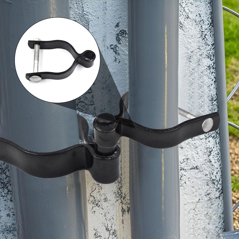 Zhupoub (4 Pack) 1-3/8"" Pressed Steel Chain Link Fence Gate Post Hinge, Chain Link Fence Female Hinge, With Nut/Bolt - Black - Image 3