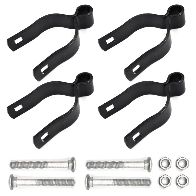 Zhupoub (4 Pack) 1-3/8"" Pressed Steel Chain Link Fence Gate Post Hinge, Chain Link Fence Female Hinge, With Nut/Bolt - Black - Image 1