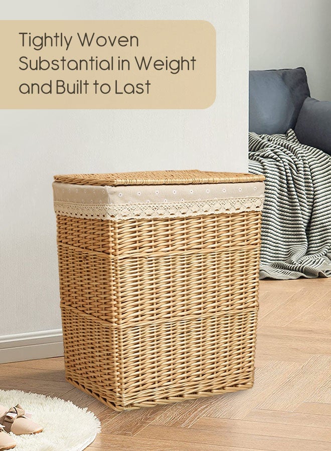 Forthcan Large Woven Laundry Basket with Lid, Rattan Style Clothes Hamper for Bathroom & Bedroom, Multi-Purpose Storage Bin for Laundry, Towels & Blankets - Image 3