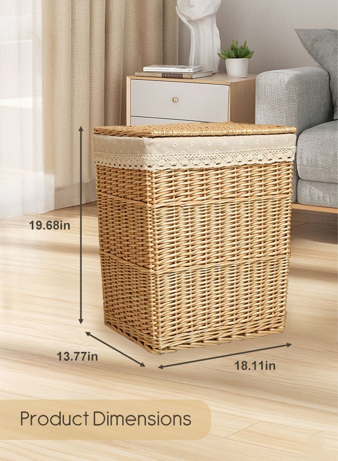 Forthcan Large Woven Laundry Basket with Lid, Rattan Style Clothes Hamper for Bathroom & Bedroom, Multi-Purpose Storage Bin for Laundry, Towels & Blankets - Image 4