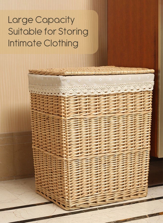Forthcan Large Woven Laundry Basket with Lid, Rattan Style Clothes Hamper for Bathroom & Bedroom, Multi-Purpose Storage Bin for Laundry, Towels & Blankets - Image 5