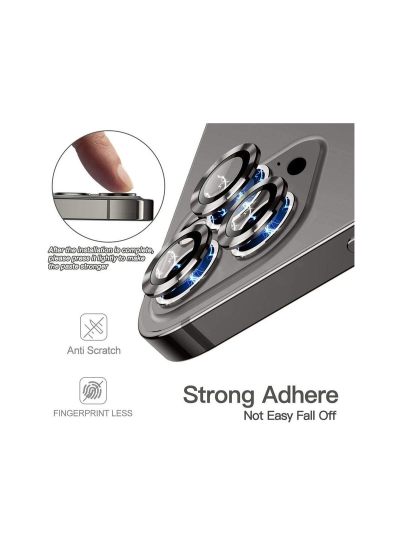 Raxoom Camera Lens Protector for iPhone 13PRO Lens Protector Premium HD Tempered Glass Metal Ring Aluminium Alloy Lens Screen Cover Film - Image 2