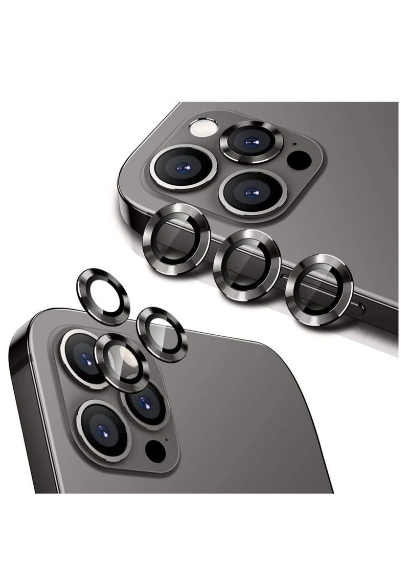 Raxoom Camera Lens Protector for iPhone 13PRO Lens Protector Premium HD Tempered Glass Metal Ring Aluminium Alloy Lens Screen Cover Film - Image 1