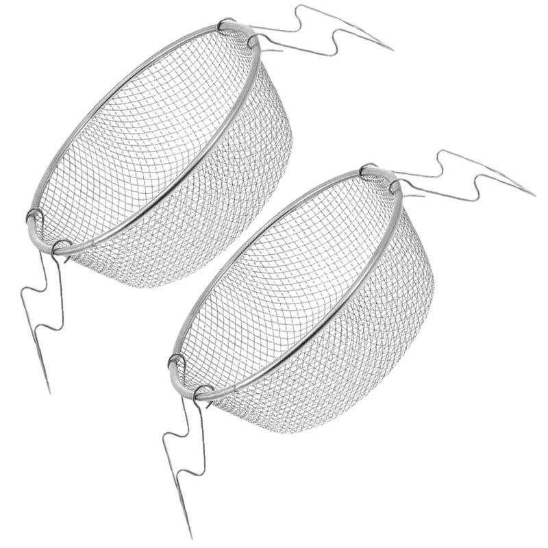 22cm Stainless Steel Round Fry Basket for French Fries Chicken Wings Snack Food Cooking - Image 2