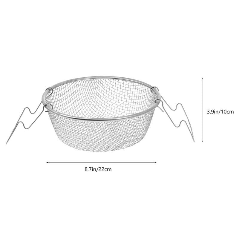 22cm Stainless Steel Round Fry Basket for French Fries Chicken Wings Snack Food Cooking - Image 3