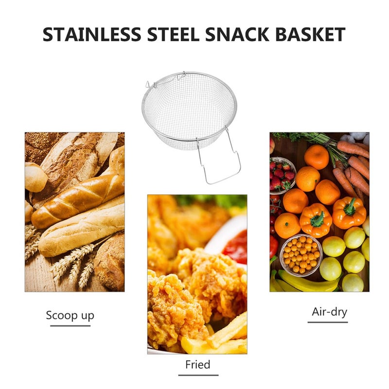 22cm Stainless Steel Round Fry Basket for French Fries Chicken Wings Snack Food Cooking - Image 4