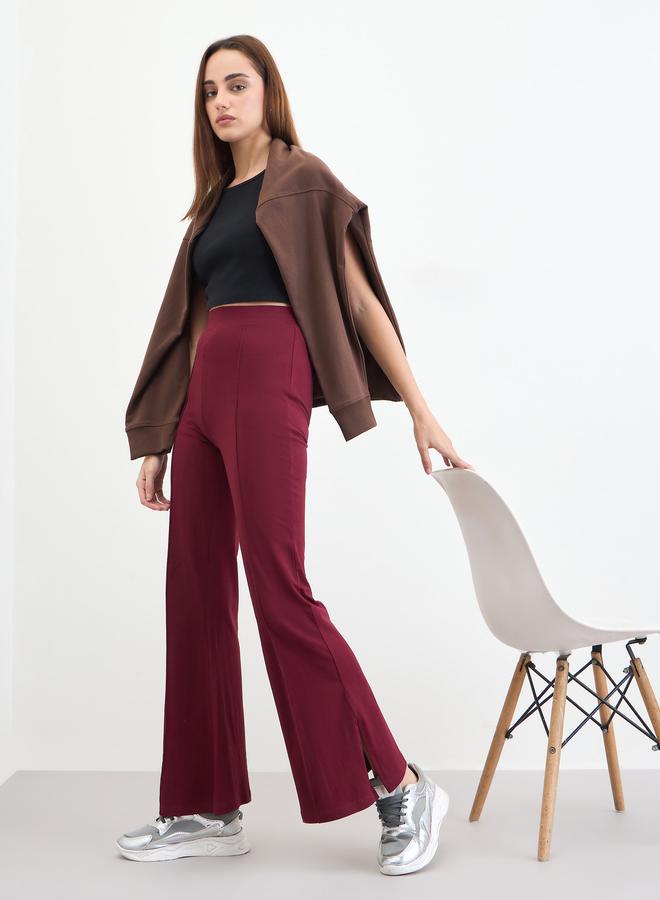 Styli Women Burgundy Flare Leggings - Image 2