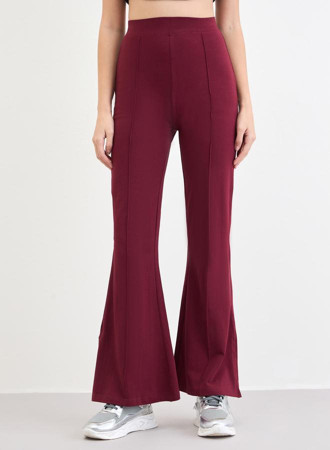 Styli Women Burgundy Flare Leggings - Image 3