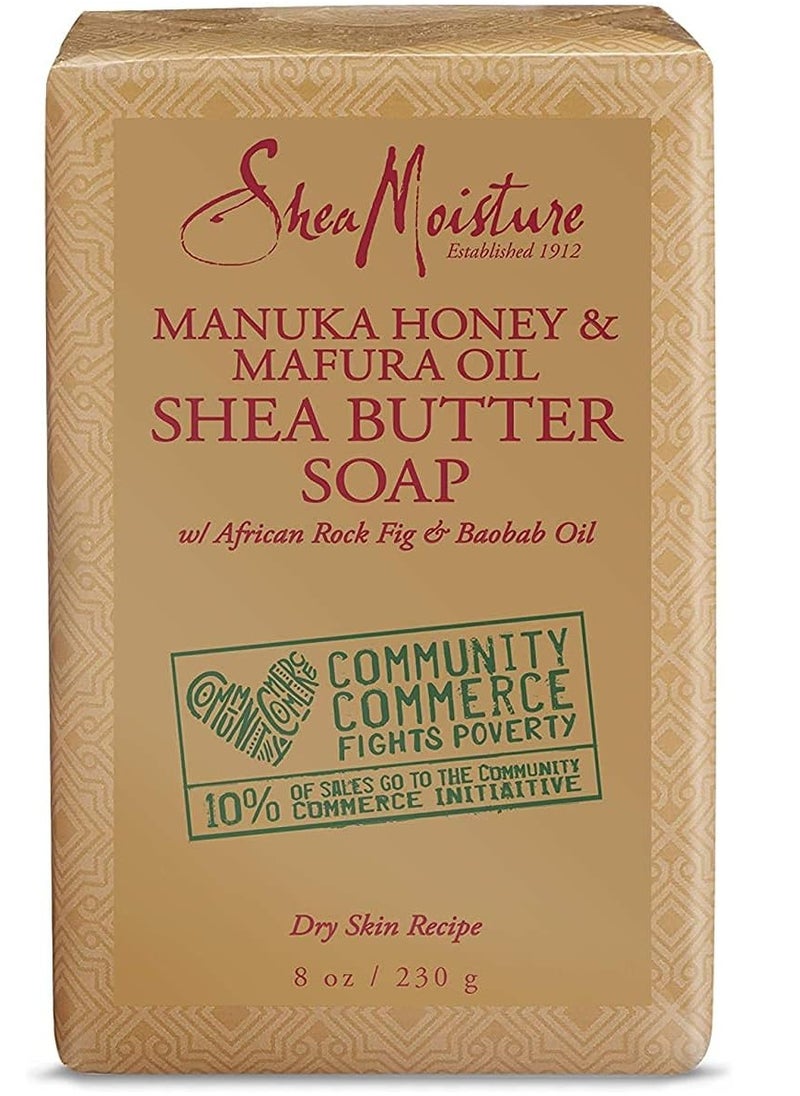 SheaMoister - Shea Moisture Manuka Shea Butter Soap with Honey and Mafura Oil for Dry Skin, Unisex, 236.58 g - Image 1