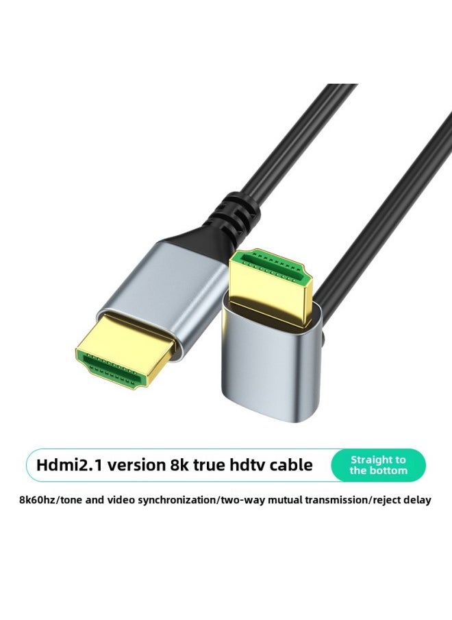 ماركة غير محددة Hdmi Line 8K60 شاشة الكمبيوتر، اتصال جهاز العرض، خط HD لأعلى وأسفل الكوع الأيسر والأيمن 2.1 إصدار - اللون: رأس مستقيم لرفض كابل Hdmi رفيع قياسي {2.1 إصدار 8k60hz} - طول الخط: 2 متر  - Image 1