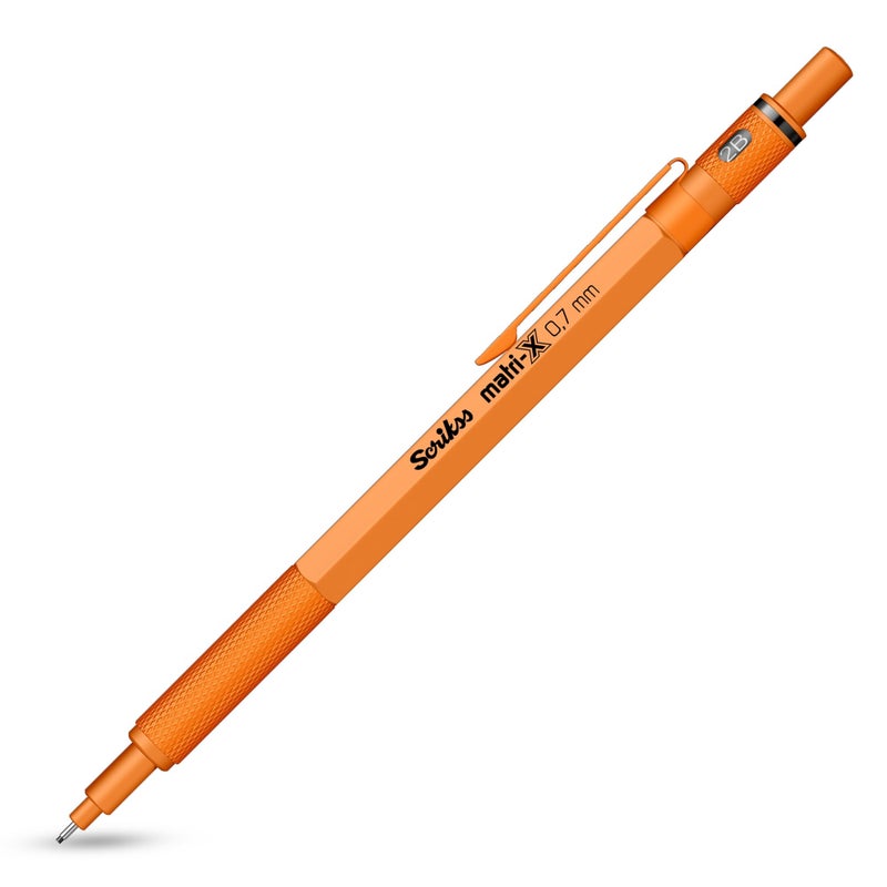 Scrikss 0.7mm Mechanical Clutch Lead Pen Pencil Orange Body Matri-X Series Eraser Included - Image 1