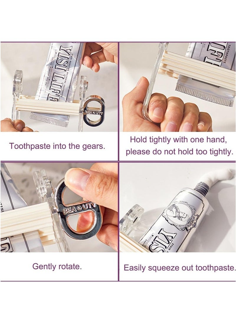 GlamKit 2 Pc Toothpaste Squeezer, Tube Squeezer, Toothpaste Squeezer , Manual Rotation Tube Wringer, Transparent Toothpaste Tube Squeezer for Toothpaste Paint Tube Hair Color Dye Hand Cream for Artist - Image 5