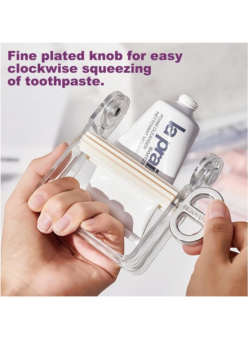 GlamKit 2 Pc Toothpaste Squeezer, Tube Squeezer, Toothpaste Squeezer , Manual Rotation Tube Wringer, Transparent Toothpaste Tube Squeezer for Toothpaste Paint Tube Hair Color Dye Hand Cream for Artist - Image 4