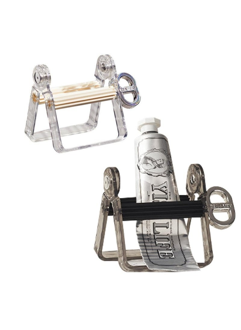 GlamKit 2 Pc Toothpaste Squeezer, Tube Squeezer, Toothpaste Squeezer , Manual Rotation Tube Wringer, Transparent Toothpaste Tube Squeezer for Toothpaste Paint Tube Hair Color Dye Hand Cream for Artist - Image 1