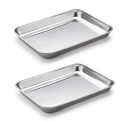 LabAider 2 Pack Stainless Steel Tray Non Toxic Heavy Duty Thickening Pan for Kitchen Baking, Lab Instrument, Dental, Medical Surgical Instrument, Pet Treatment, Jewelry Tools（Medium - Image 1