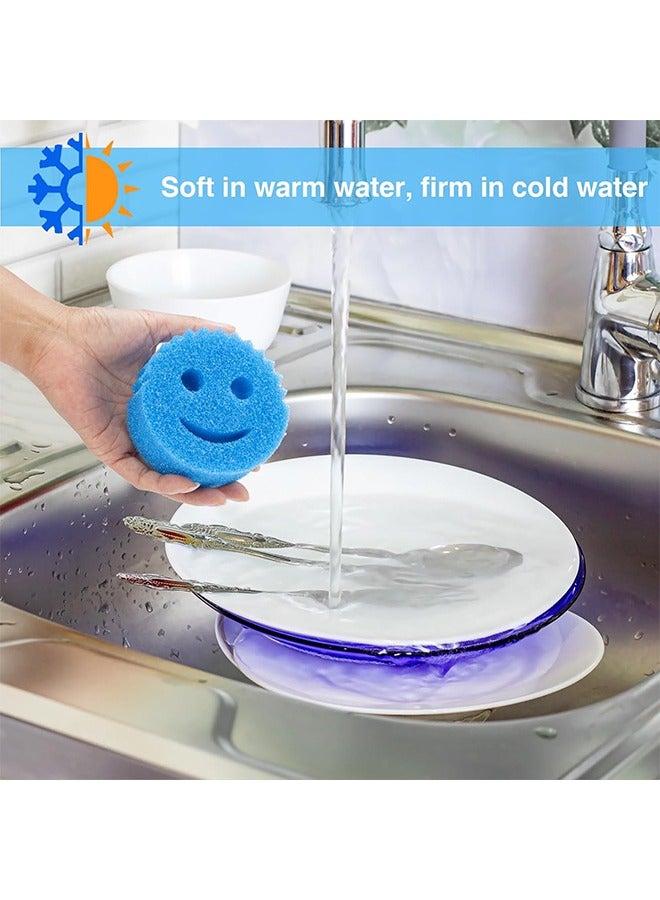 HS Non Scratch Scrub Sponges, The Dual Sided Sponge Scrubber, Scratch Free Sponge For Dishes And Home, Soft In Warm Water, Firm In Cold, Odor Resistant, 4 Counts - Image 2