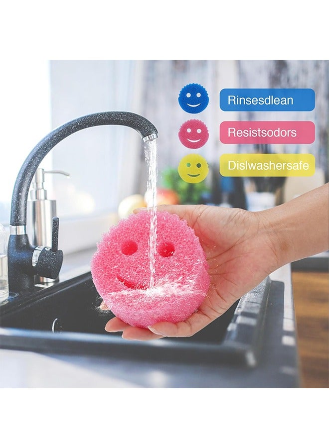HS Non Scratch Scrub Sponges, The Dual Sided Sponge Scrubber, Scratch Free Sponge For Dishes And Home, Soft In Warm Water, Firm In Cold, Odor Resistant, 4 Counts - Image 3