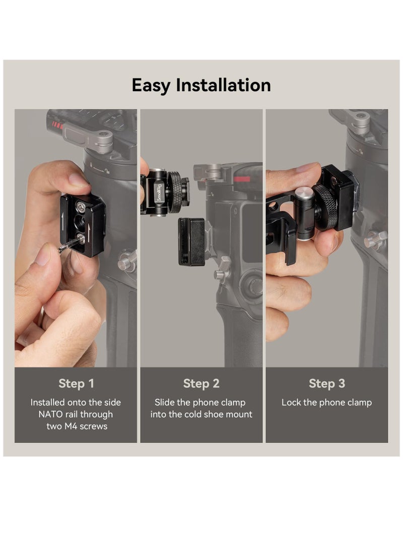 Excefore Phone Support for DJI Stabilizers, Free Adjustment Phone Mount Adapter with 1/4", 20 Threaded Hole and Cold Shoe for DJI RS 3 RS 3 Pro RS 3 Mini RS 2  RS C2  R S R SC, Tripod, 4301 - Image 4