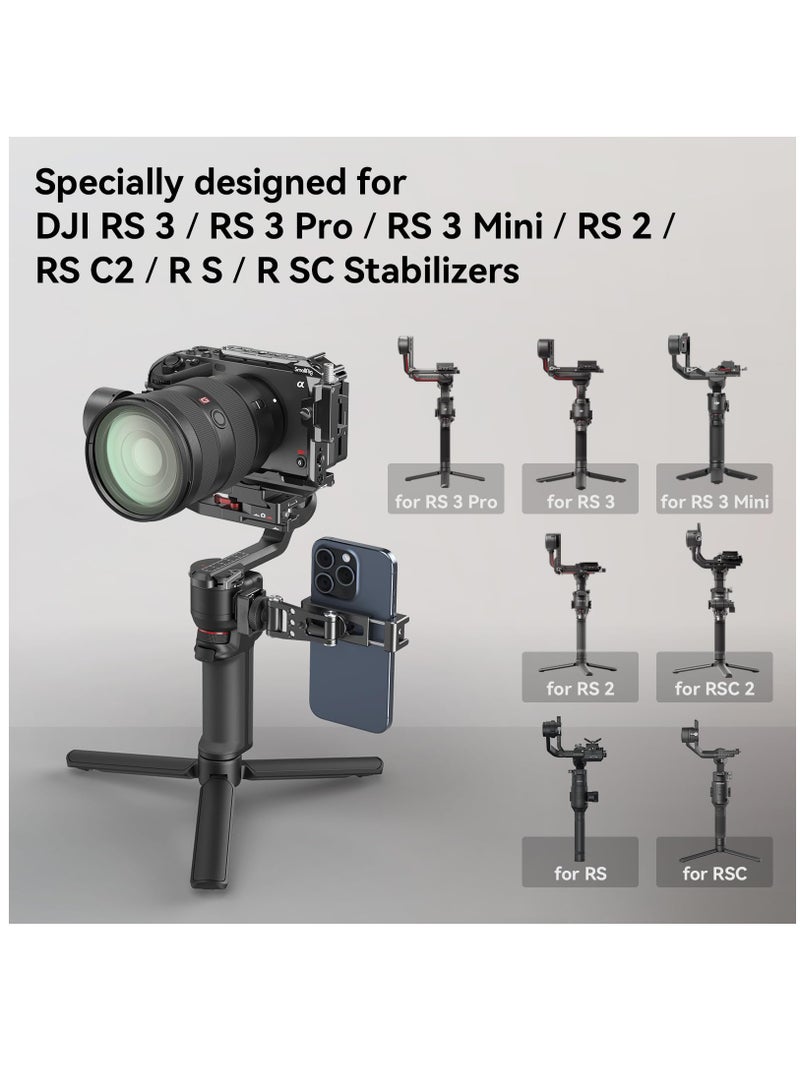 Excefore Phone Support for DJI Stabilizers, Free Adjustment Phone Mount Adapter with 1/4", 20 Threaded Hole and Cold Shoe for DJI RS 3 RS 3 Pro RS 3 Mini RS 2  RS C2  R S R SC, Tripod, 4301 - Image 2