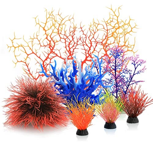 MyLifeUNIT Aquarium Plants 7 Pack Artificial Coral Ornament for Fish Tank Decorations Multicolor - Image 1