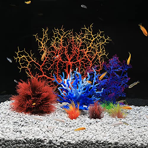 MyLifeUNIT Aquarium Plants 7 Pack Artificial Coral Ornament for Fish Tank Decorations Multicolor - Image 3