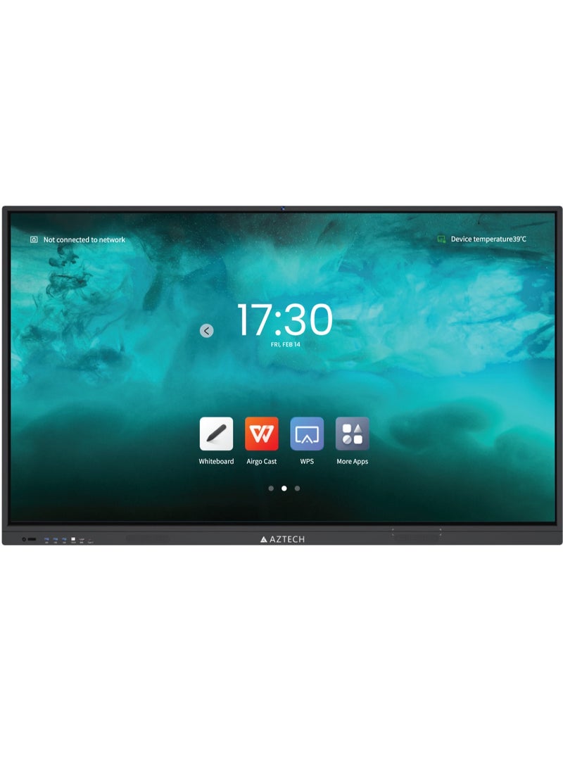 Aztech 86 Inch 4K Interactive Smart Board Display, Android 14 Digital Whiteboard with 40 Point Touch Screen, Octa Core A55 Processor, 8GB RAM 128GB Storage, 48MP AI Camera, WiFi 6 Screen Share, Built-in 60W Speakers with Subwoofer, Google Play Store, BYOD Wireless Collaboration, Ultra HD 400 Nits LED Panel, Smart Classroom Display, Interactive Meeting Board for Office, School and Conference Room AZ2586-M01 - Image 1