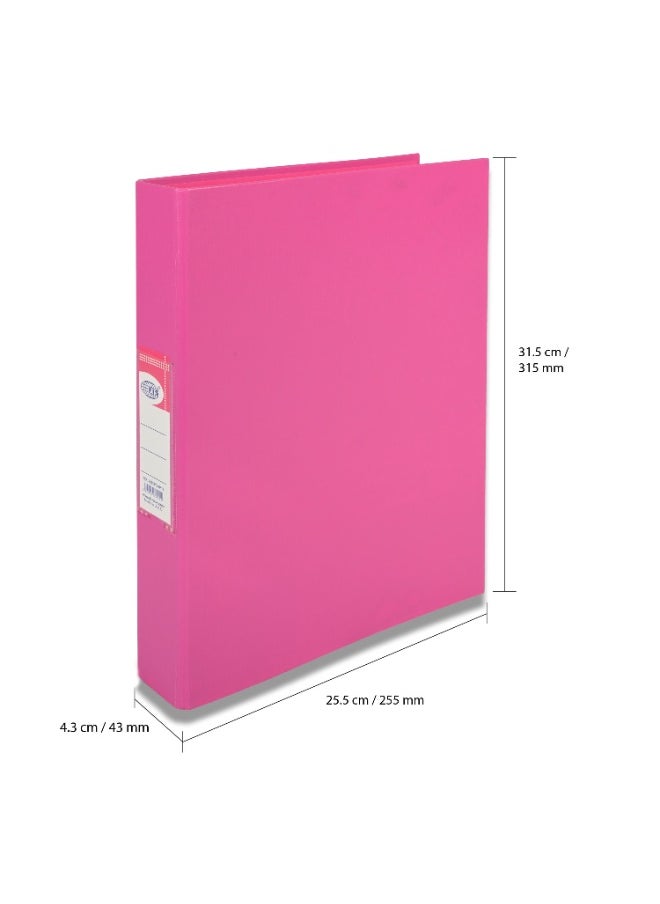 FIS PP Ring Binder, A4 Size(210x297), 2[O]Ring Type, 25mm Ring Size, 42mm Spine Size with PVC Pocket in Spine for Label Design, Packet of 10 Pieces Per Box, Pink Color-FSBDPPA4PI10  - Image 5