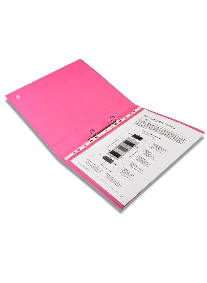 FIS PP Ring Binder, A4 Size(210x297), 2[O]Ring Type, 25mm Ring Size, 42mm Spine Size with PVC Pocket in Spine for Label Design, Packet of 10 Pieces Per Box, Pink Color-FSBDPPA4PI10  - Image 4