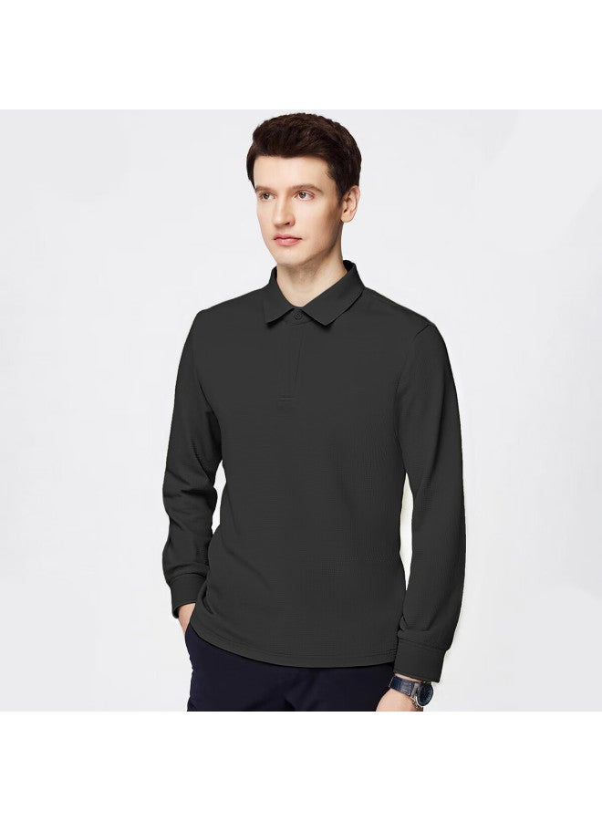 Firs Long Sleeve Polo Autumn New Men's Xinjiang Cotton Warm Breathable Skin-friendly Business Commuting Base Shirt Men's Wear - Image 1