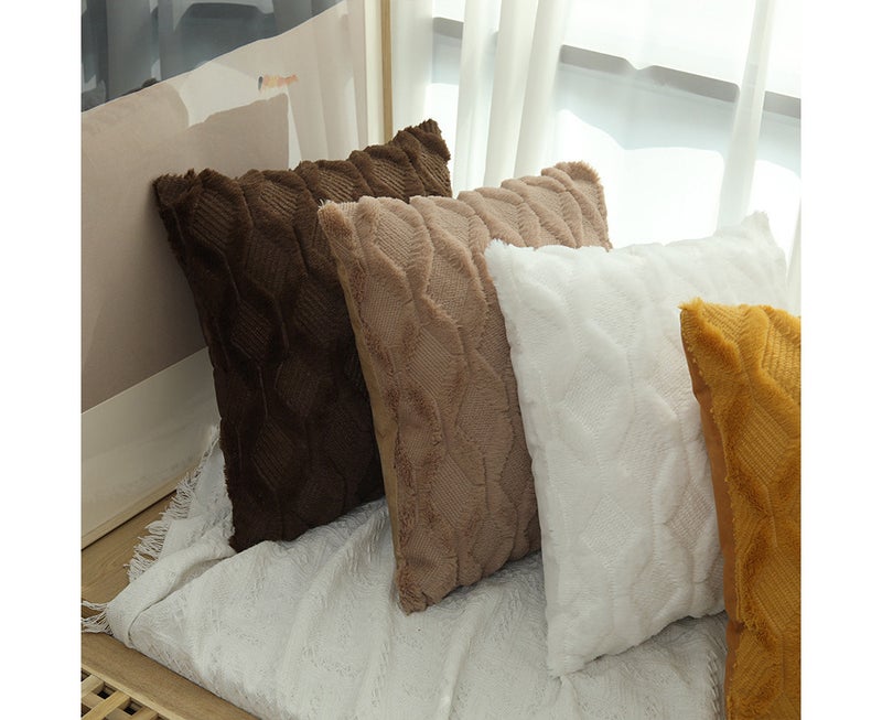 2pcs Soft Plush Short Wool Velvet Pillowcase For Sofa Bedroom 18x18 Inch (Pillowcase Only) Yellow - Image 3